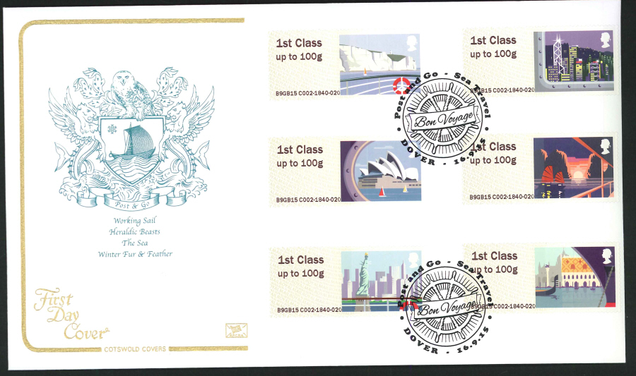 2015 Cotswold Sea Travel Post & Go Postmark First Day Cover, Sea Travel / Sea View Rd, Dover Postmark